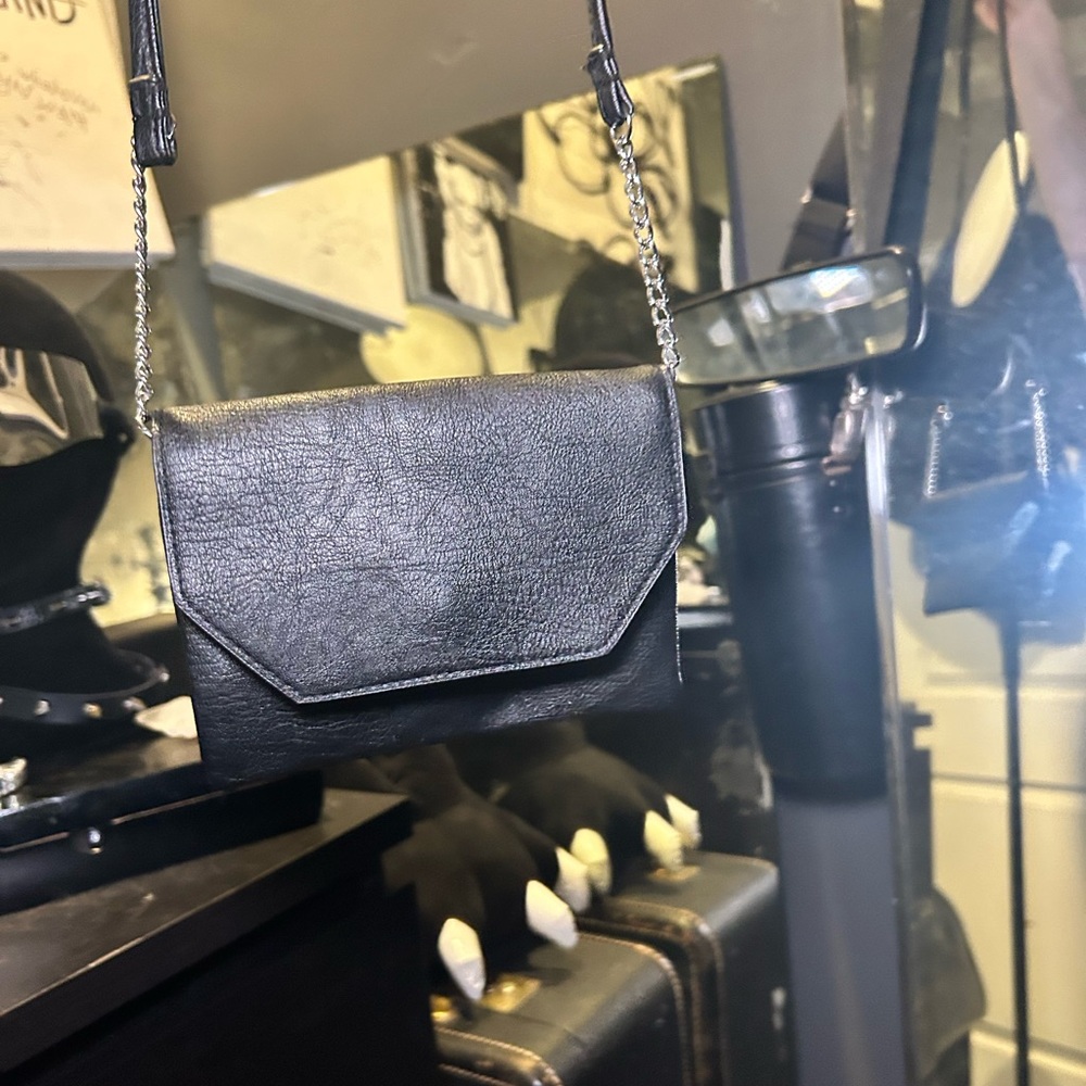 Long Black Leather Shoulder Bag